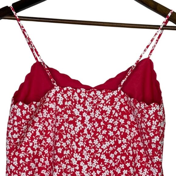 J. Crew Floral Sleeveless Scalloped Neck Back Cami Adjustable Straps Top 0 Red - Picture 5 of 15